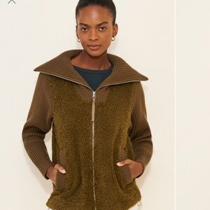 Olive Zip-Through Mixed Jacket